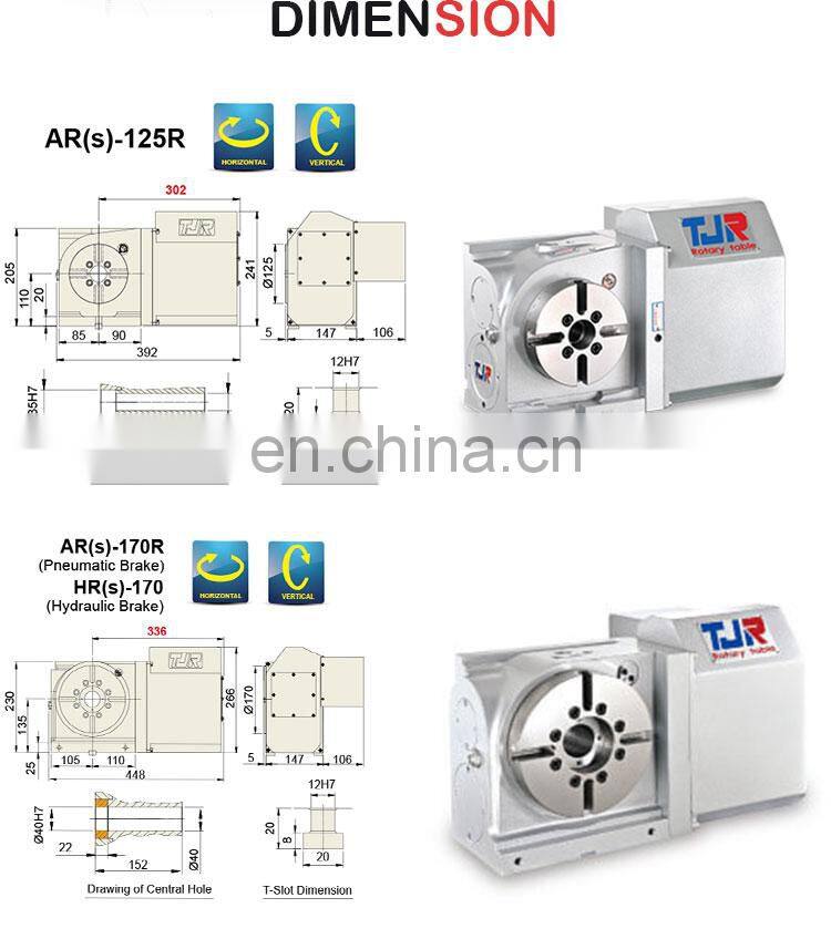 Good quality metal working hydraulic rotary table 4th axis nc rotary tables for cnc milling machines