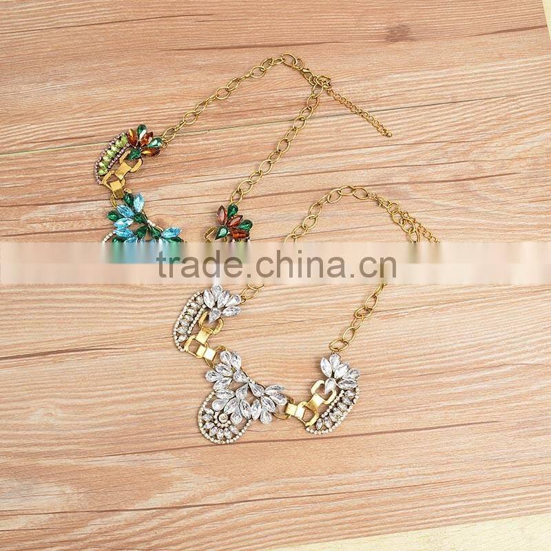 Fashion Gemstone Blue Turquoise Bead Chain Druzy Pendant Necklace For Women