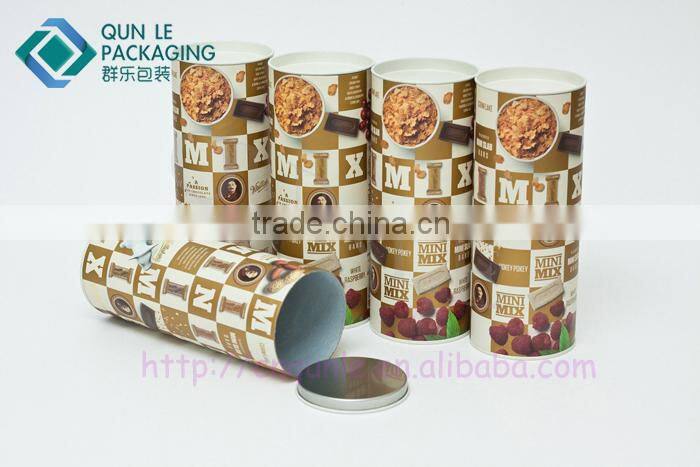 Custom Top Muesli Product Packaging Canister Composite Round Box