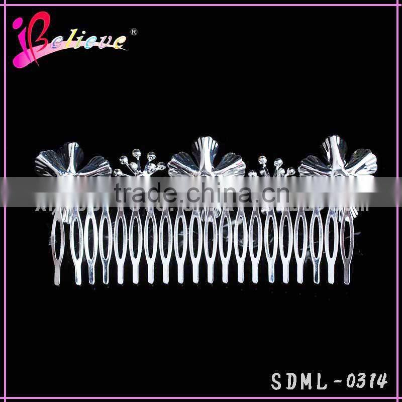 Low MOQ rhinestone hair jewelry flower hair comb indian wedding hair accessories