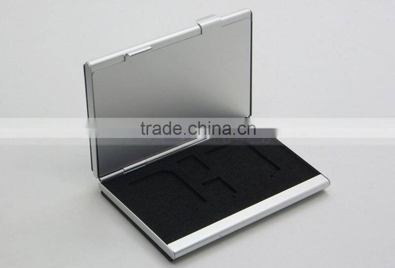 Leather Aluminum EVA Memory card Carrying Case for 4x SD Card and 4x TF Card