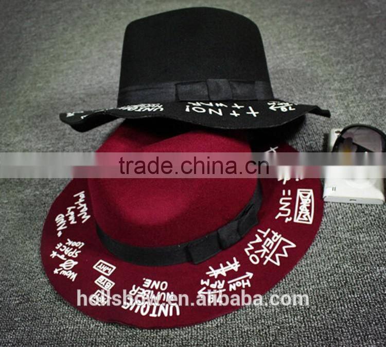 Autumn Winter Fedora Hat Creative Painting Large Brim Women Sun Hat