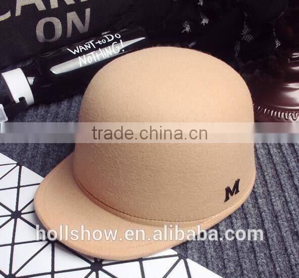 Outdoor Riding Hunting Vintage London Letter M Applique Women Wool Felt Equestrian Cap