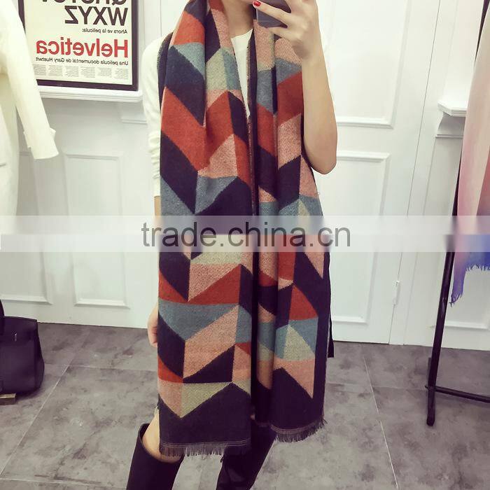 New Winter Warm Geometry Pattern Fashion Ladies Pashmina Shawl Wool Scarf