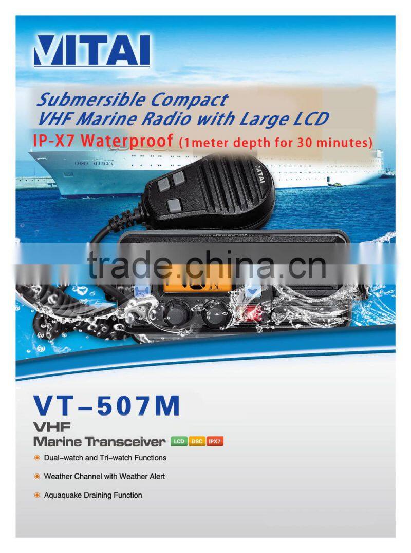 CHINA SUPPLIER VITAI VT-507M Built-In DSC Aqua Quake Draining Function VHF 156-163MHz IP-X7 Marine Transceiver