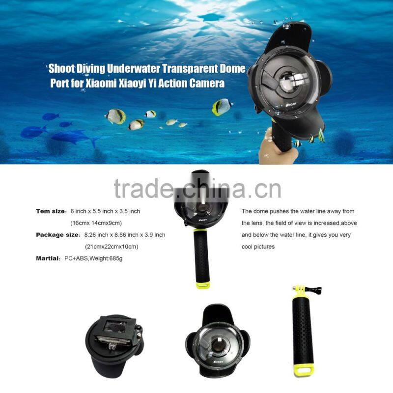 NEW SHOOT dome for Xiaoyi Sports Camera Underwater+ Float Monopod+ Shoot Pouch