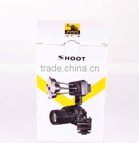 Shoot XT-4 LED Video Light Lamp 8 x 2W Bulbs 6300K Color Temperature + Hot Shoe Bracket for Canon Sony Camera DV Camcorder