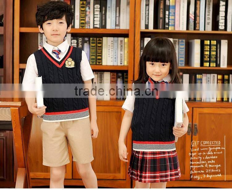 lovely Japen style elegant vest sweater school uniform students clothing set V neck children clothing for 100-180cm kids wear