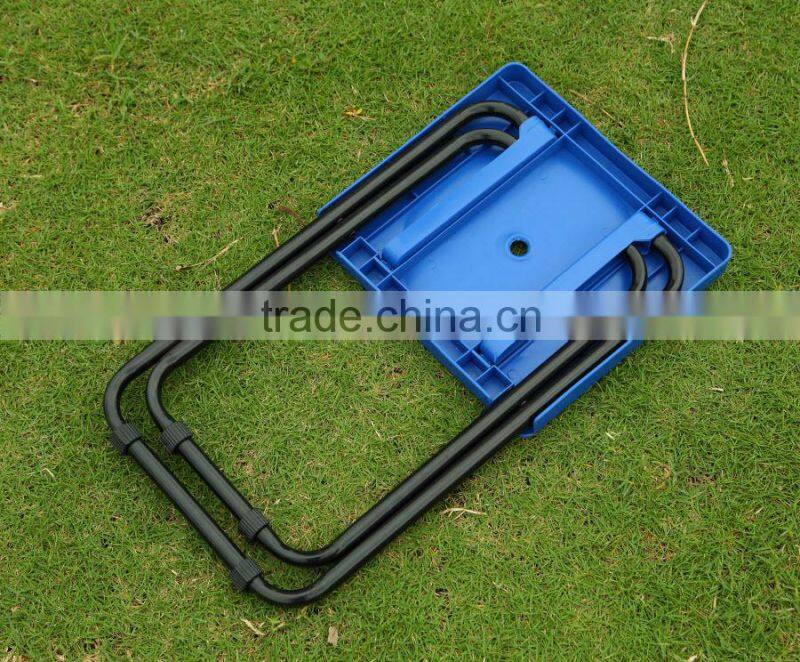 Blue plastic folding chair