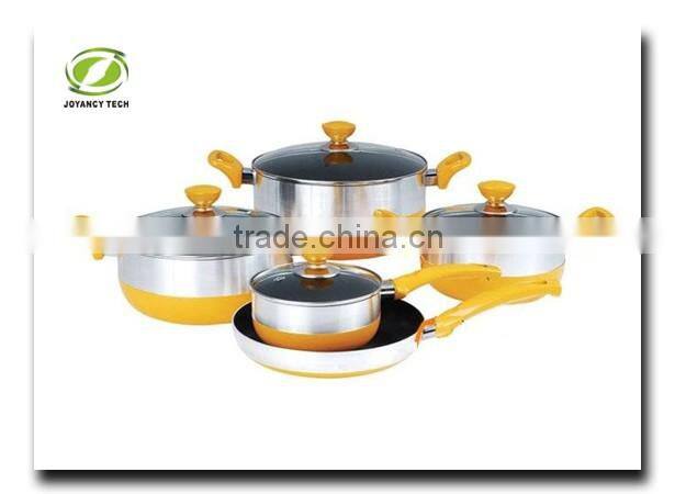 Yellow Color Painting Non-stick & Ceramic Coated Cookware Set Pots and Pans