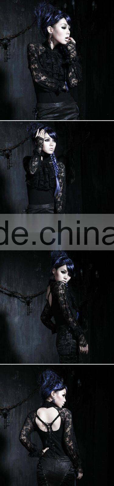 T-290 Elegant Gothic Rose Lace Long Rock T-shirt With Gloves