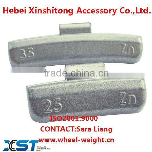 Zinc universal clip on balance weight for universal steel wheels