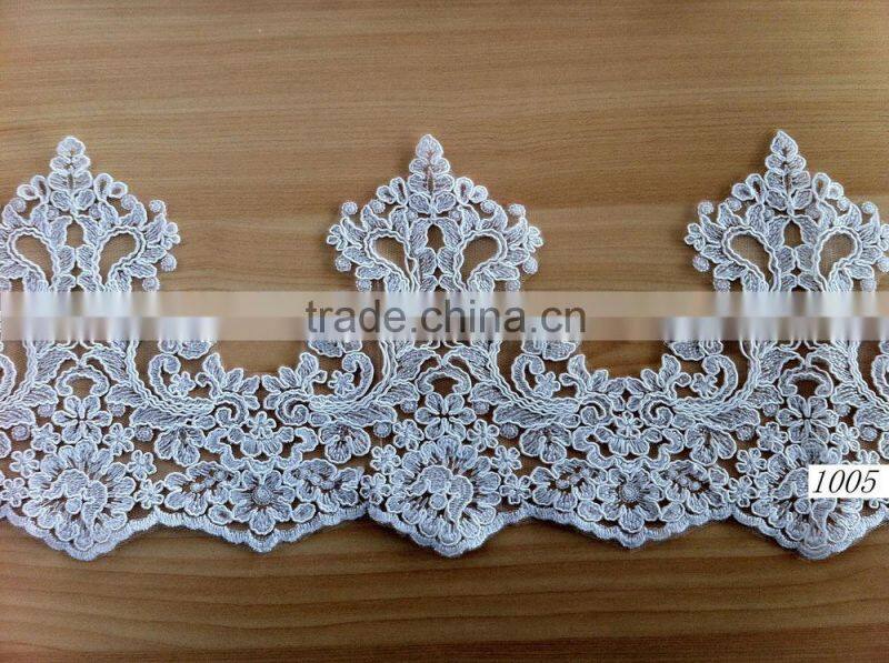 2015 new design cording lace trim/corded lace trimming for bridal dress