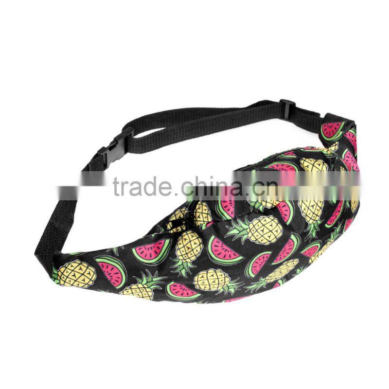 fashion waist belt with hot 3d print black belt waist bag high quality wholesale travel belt bag with zippers pouch purses cases