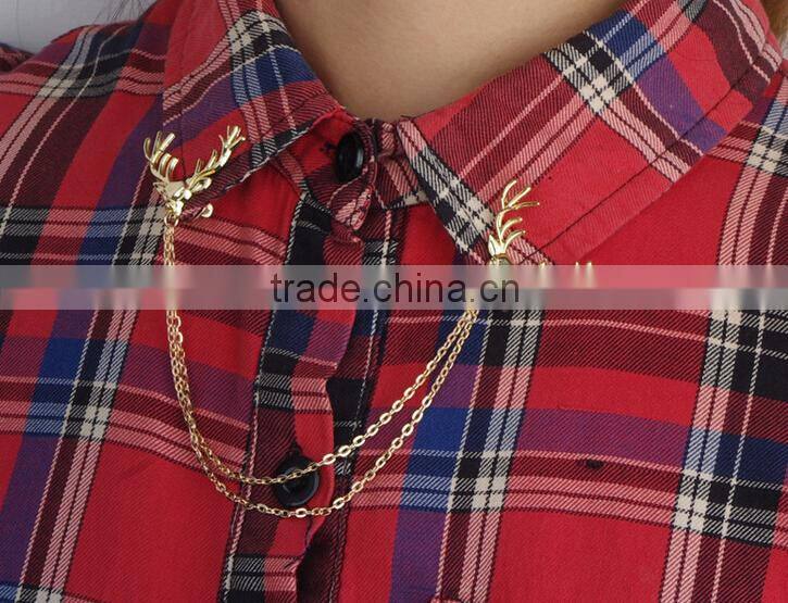 Antler Sweater chain clips Cardigan clips collar clips Gold sweater guard brooch