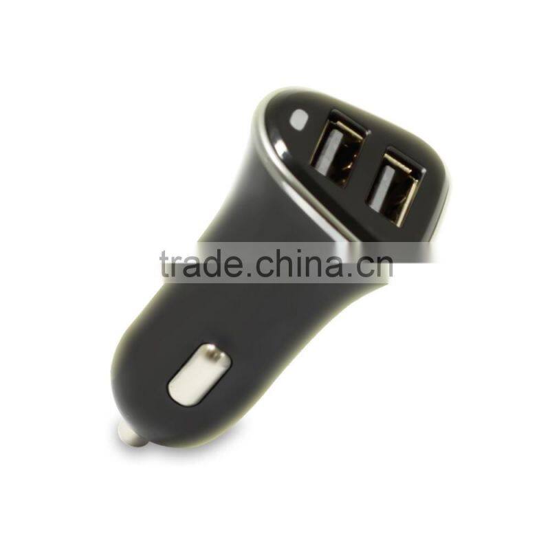 Black White 2 port USB 5V 4.8A 3.4A 2.4A Dual Car Charger adapter with good quality