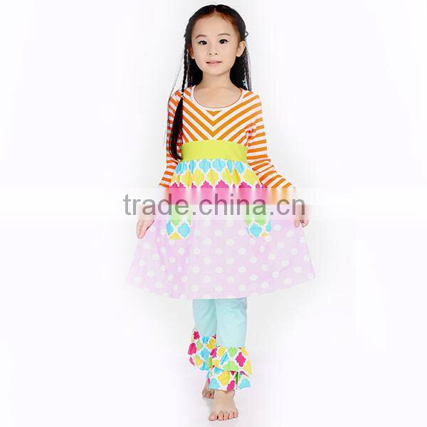 wholesale hot sale children girls beauty clothing set top & pant with ruffle