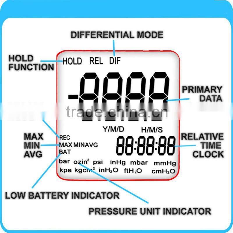 Digital Air Pressure Meter Manometer Gauge and Differential Pressure -13.79kPa ~ 13.79kPa