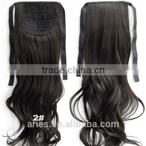 Wholesale premium fashion cheap heat resistant synthetic ponytail