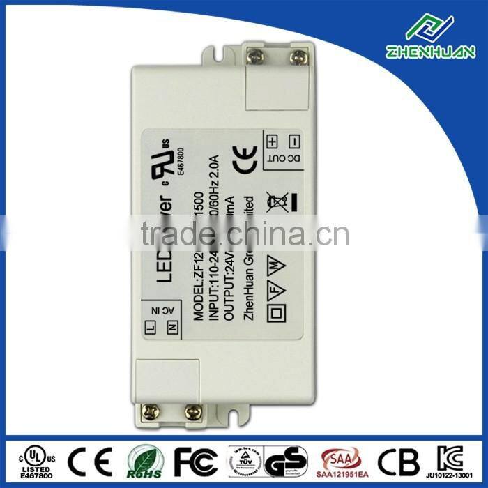 36W AC/DC power supply CE 24V 1500mA led driver plastic case