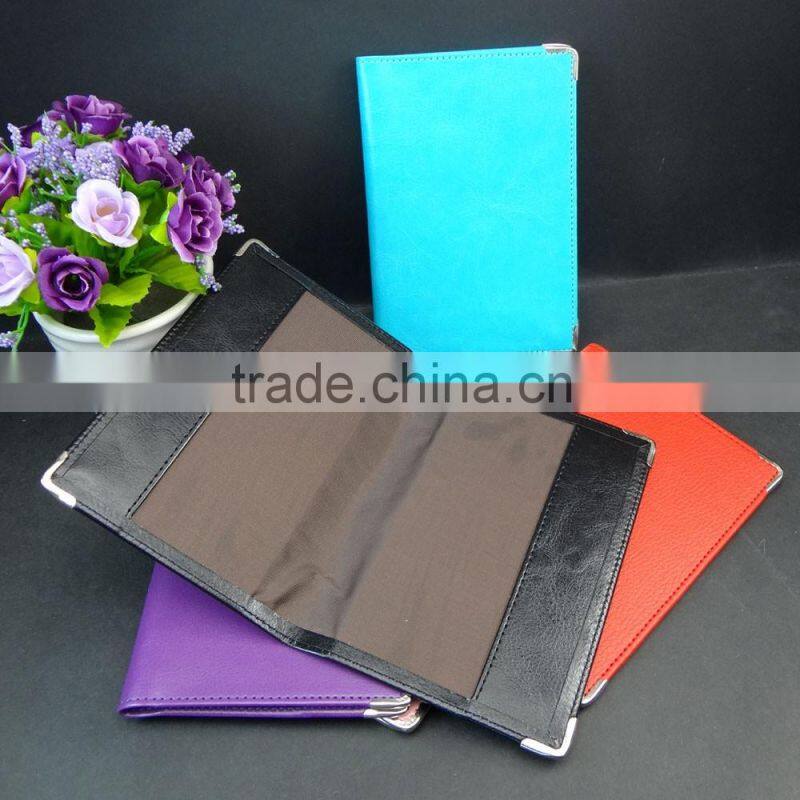 fancy colors pvc leather cheap passport holder with silver metal corner
