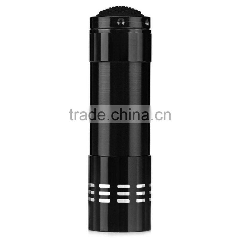 Camping Mini 9 LED flashlight high power 9 leds flash light Black Hiking Torch Lamp Flashlight use 3* AAA battery