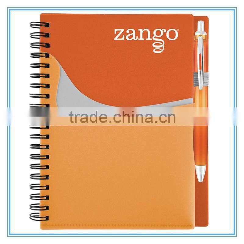 PP spiral notebook with pen loop