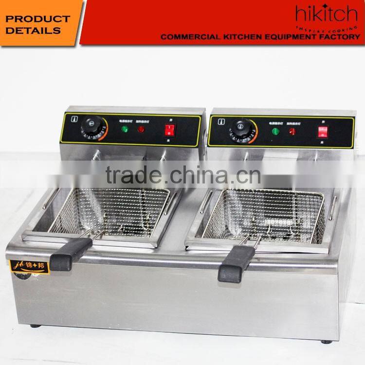 kitchen equipment double tanks electric deep fryer machine with thermostat