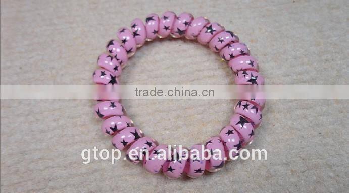 Plastic mixed color elastic quality candy cheap women telephone wire hair circle A-0004