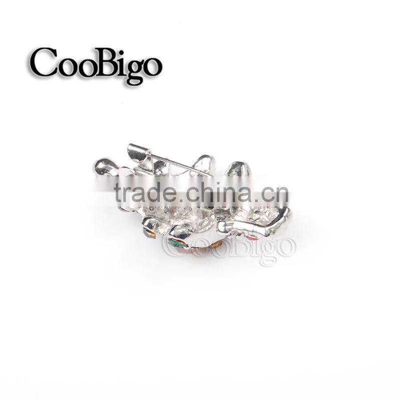 Fashion Jewelry Colorful Rhinestone Charming Christmas Tree Pin Brooch Christmas Party Promotion Gift Apparel Accessories