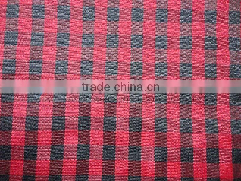 Red and black Yarn Dyed Checked Fabric