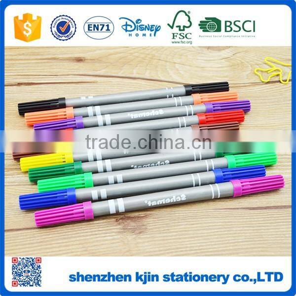 2016 Promotional 10 colors drawing water color pen with double markers for kids