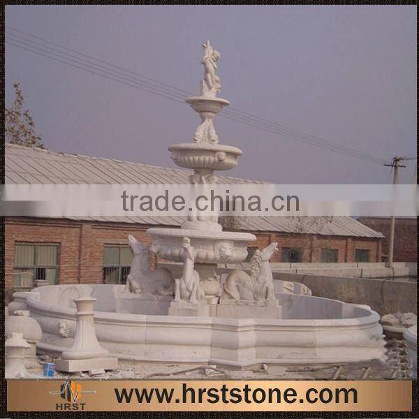 3 Tiers Stone Garden Water Fountain With Statues In Hand Carved