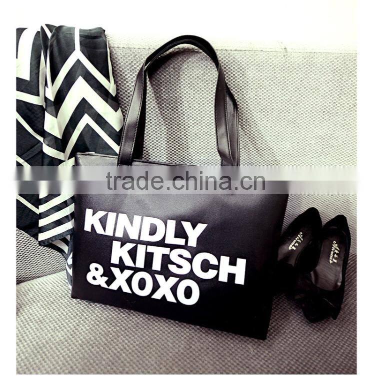2015 the most popular Korean fashion simple women shoulder bag shopping bag KINDLY letters bag