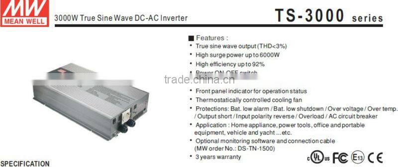 Meanwell high frequency inverter/3000W True Sine Wave DC-AC Power Inverter