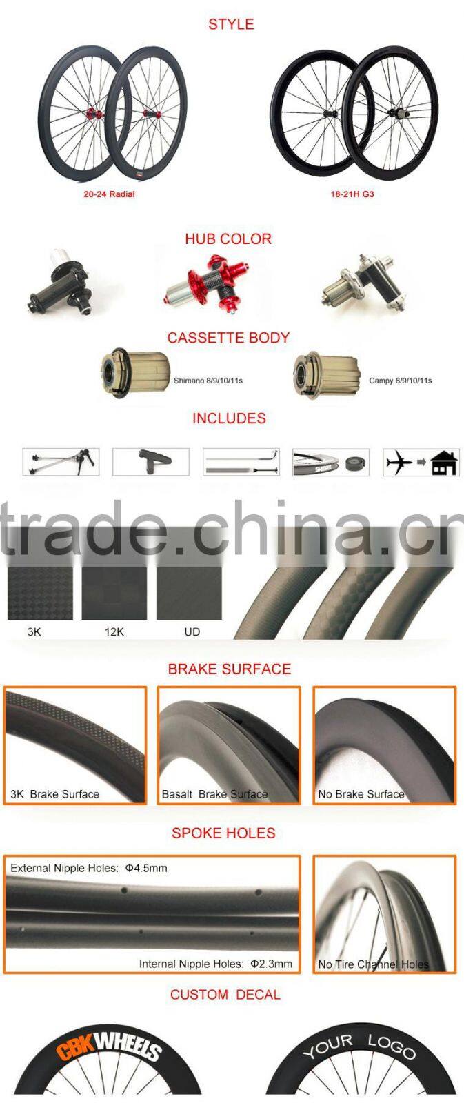 2015 CBK SR38C superlight 38mm clincher carbon road bike wheels