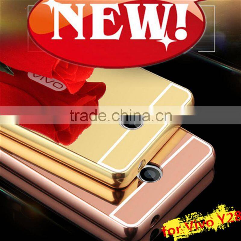 Samco Luxury Air Aluminum Metal Bumper Detachable + Mirror Hard Back Case, 2 in 1 Ultra Thin for Vivo Y28 Mobile Phone Cover