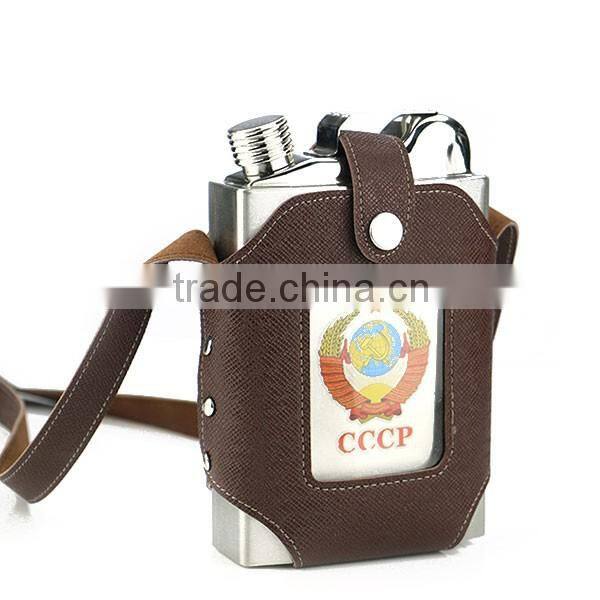 Hip Flask Holster Leather Flask Pouch.With portable outdoor hip flask