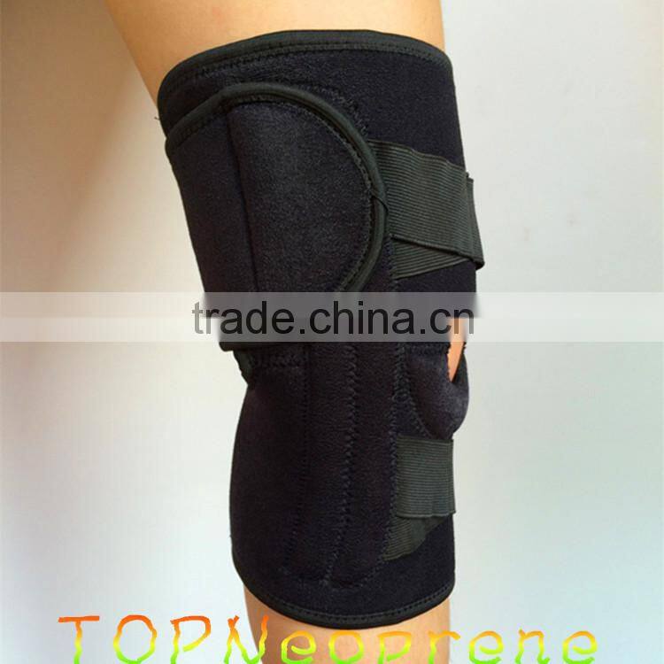 Compression neoprene knee support with adjustable spring support