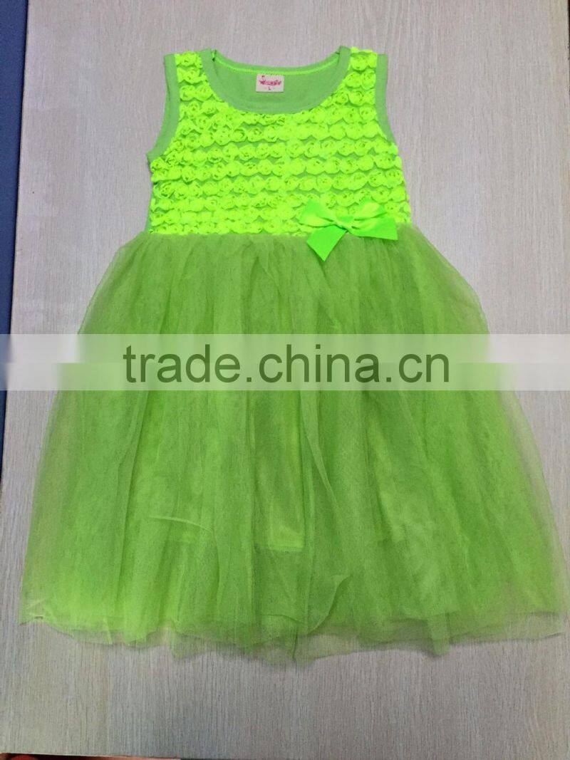 Baby Girl 2015 Wedding Party Dress Lace Cotton Puffy Dress Many Color Bowknot Dress