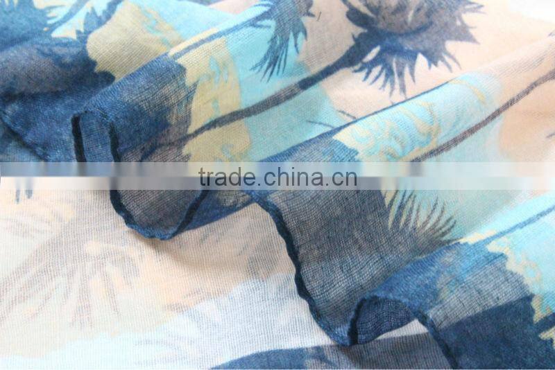 coco tree printing spring and summer poly scarves