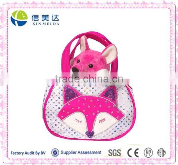 Shimmering Fox Pet Tote with Pink Fox Plush Toy