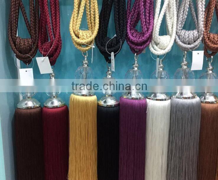 Home decor curtain accessories polyester material big glass beads tieback tassel for curtains