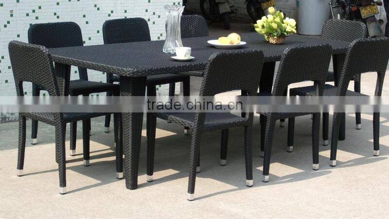 Antique patio wicker poly rattan dining set outdoor furniture