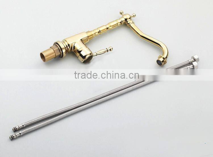 Popular in European country gold kitchen tap,artistic brass bathroom faucet
