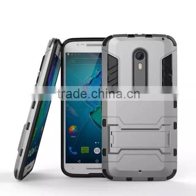 2 In 1 Hot Selling Iron-Bear Stand Rugged Hybrid Cover Case For Motorola Moto X Style