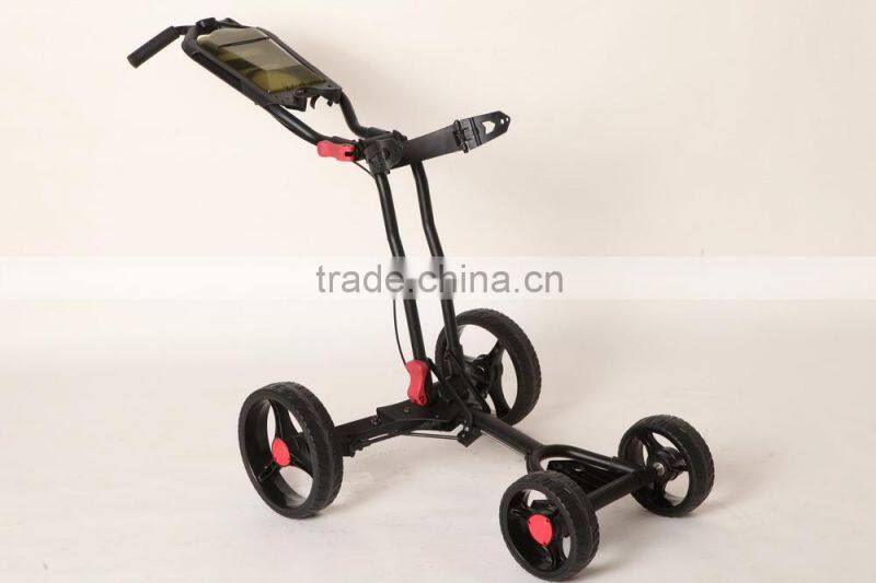 2016 Brand New Fold Light Weight 4Wheels Push Pull Golf Trolley Manual Golf Cart