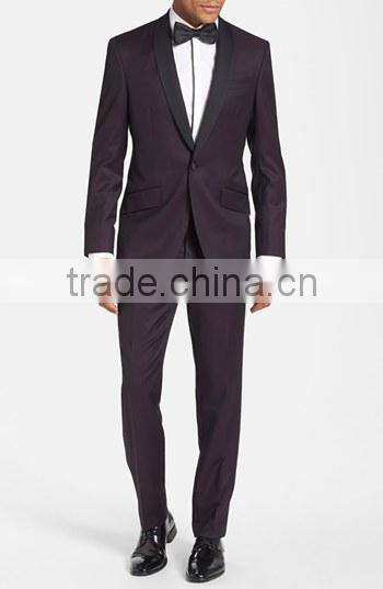 2014 Top Quality 100% wool dark purple groom tuxedos best man suits