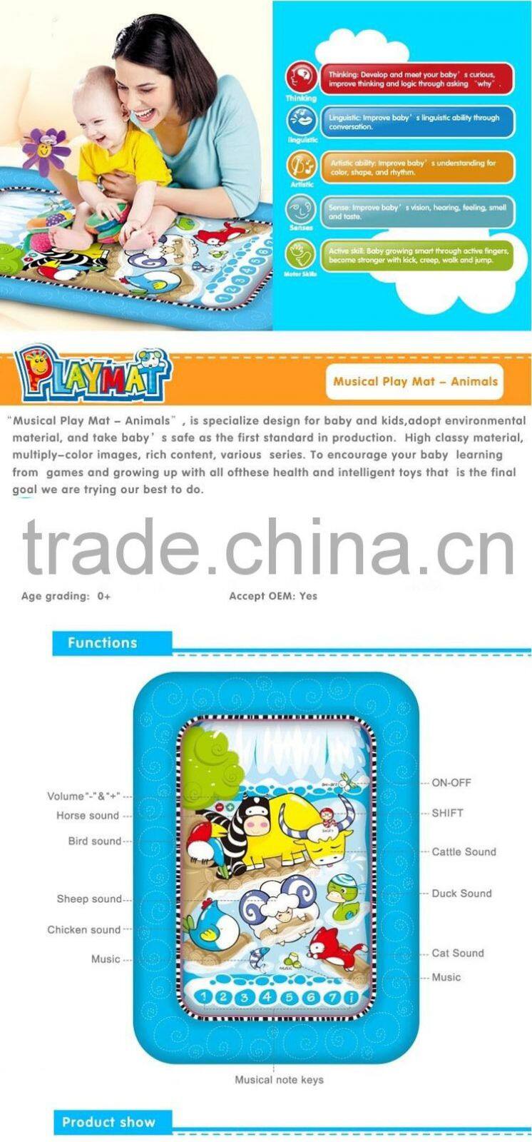 Non-toxic washable musical baby play blanket educational toy for sale