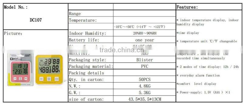 car thermometer clock -10C~+50C